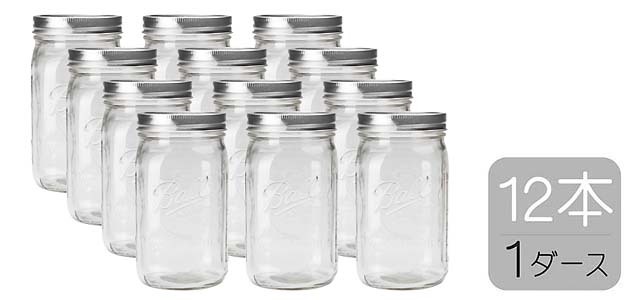 ball 【ボール】Mason Jar メイソンジャー 32oz ワイドマウス ガラス保存瓶 (940ml) 12本セット |  interior,KITCHEN,・ Masonjar,canister | RINKY DINK