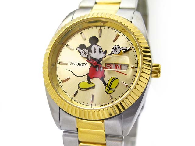 Disney】ミッキーウォッチ Mickey Watch メンズ腕時計 コンビ
