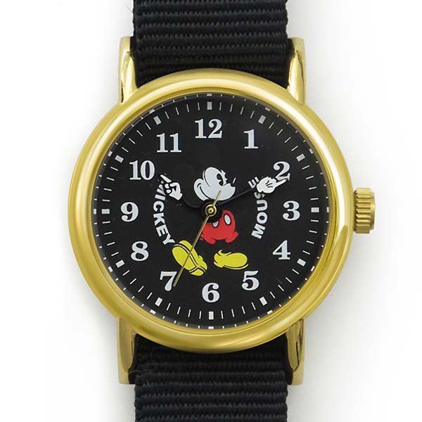 【Disney】ミッキー & ミニー マウス ラウンド ウォッチ ナイロン ベルト腕時計-RINKY DINK